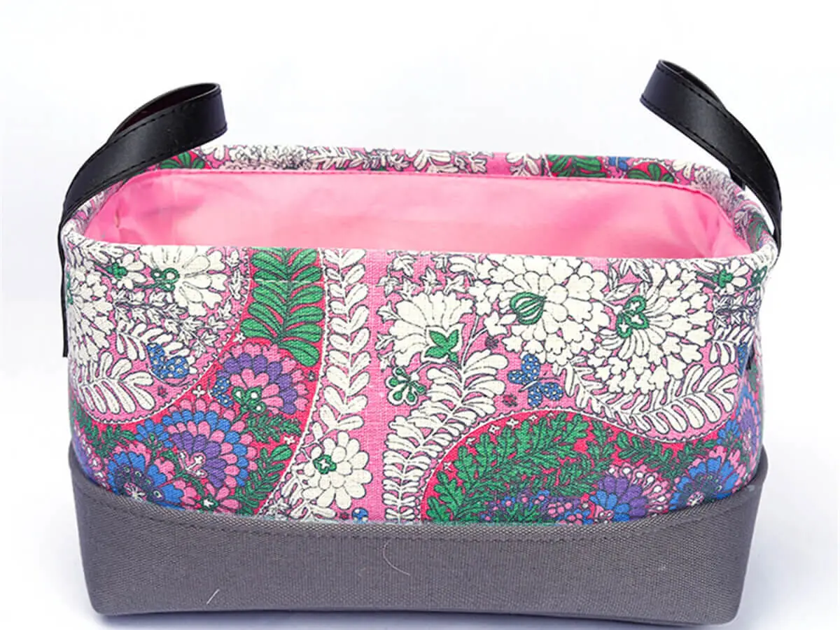 Amazon Hot Sale Customize Wholesale Home Decor Fashion Foldable Easy Carry Canvas Storage Basket