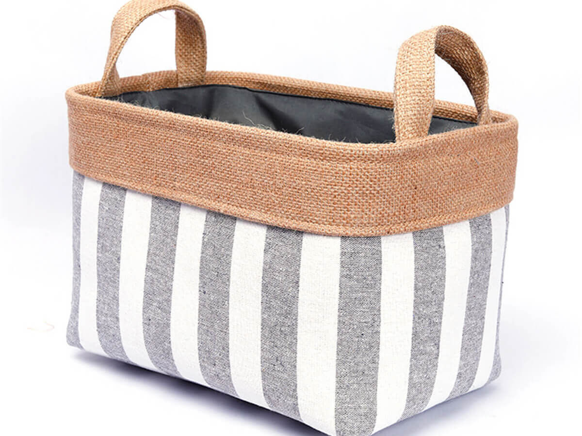 Amazon Hot Sale Customize Wholesale Home Decor Fashion Foldable Easy Carry Canvas Storage Basket