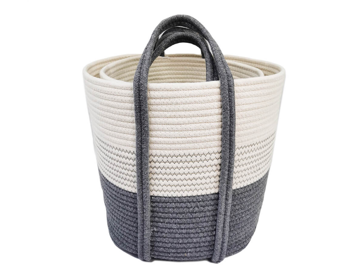 New Style Collapsible Large Size Cotton Rope Woven Laundry Storage Basket Organizer