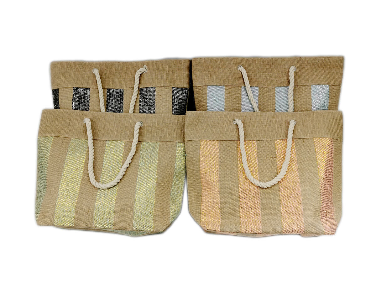 Jute custom beach bag Large with cotton rope handle wholesale polyester inner bag tote shopping bag