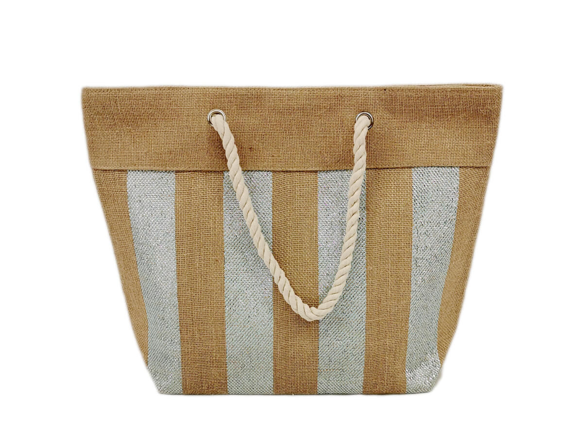 Jute custom beach bag Large with cotton rope handle wholesale polyester inner bag tote shopping bag