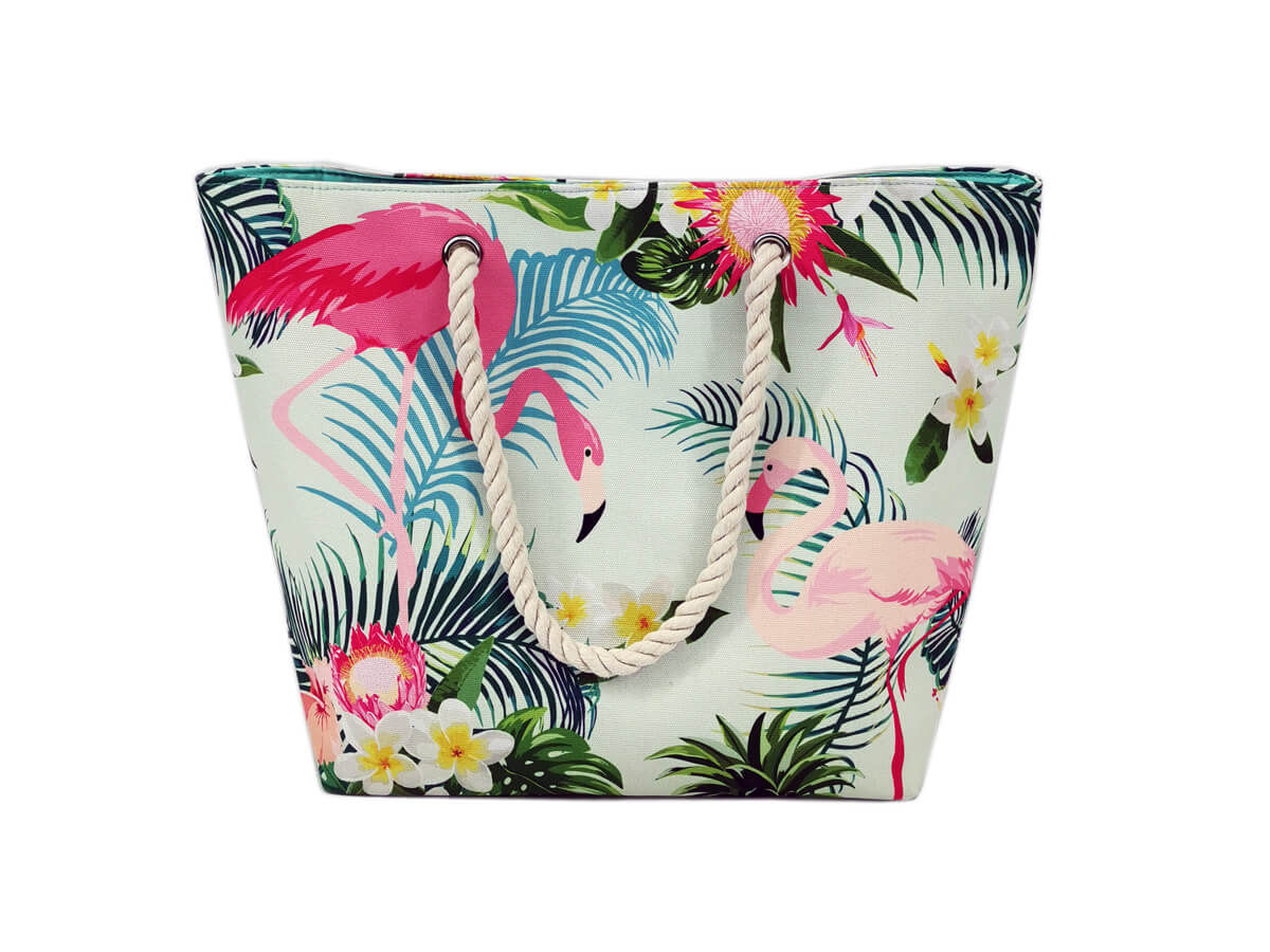 custom beach tote Large with cotton rope handle wholesale polyester inner bag tote shopping bag