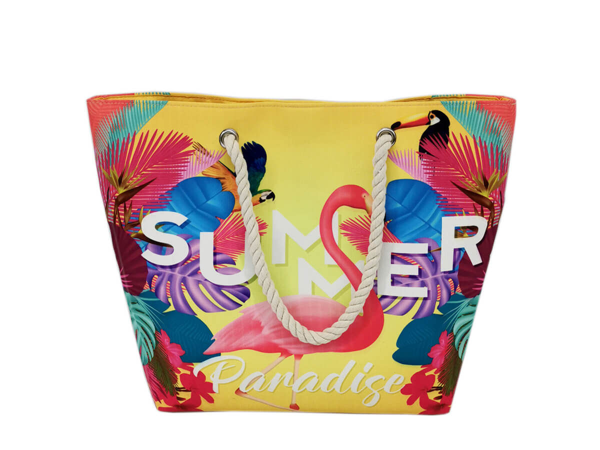 custom beach tote Large with cotton rope handle wholesale polyester inner bag tote shopping bag