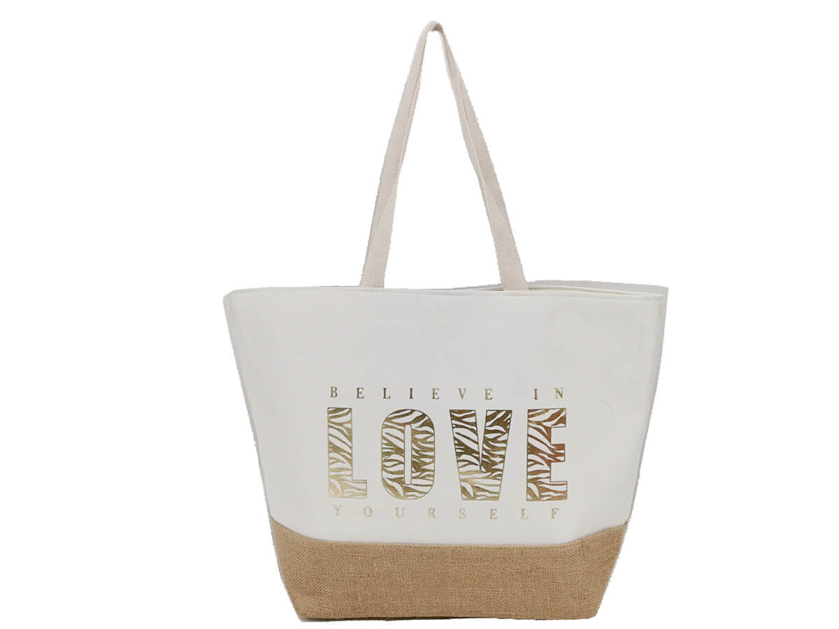 Canvas custom beach bag Large with cotton rope handle wholesale polyester inner bag tote shopping bag