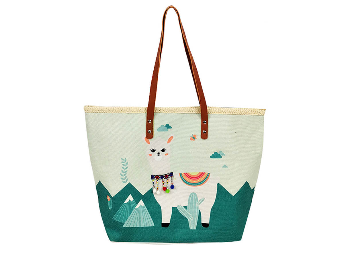 personalized beach bag Large with cotton rope handle wholesale polyester inner bag tote shopping bag