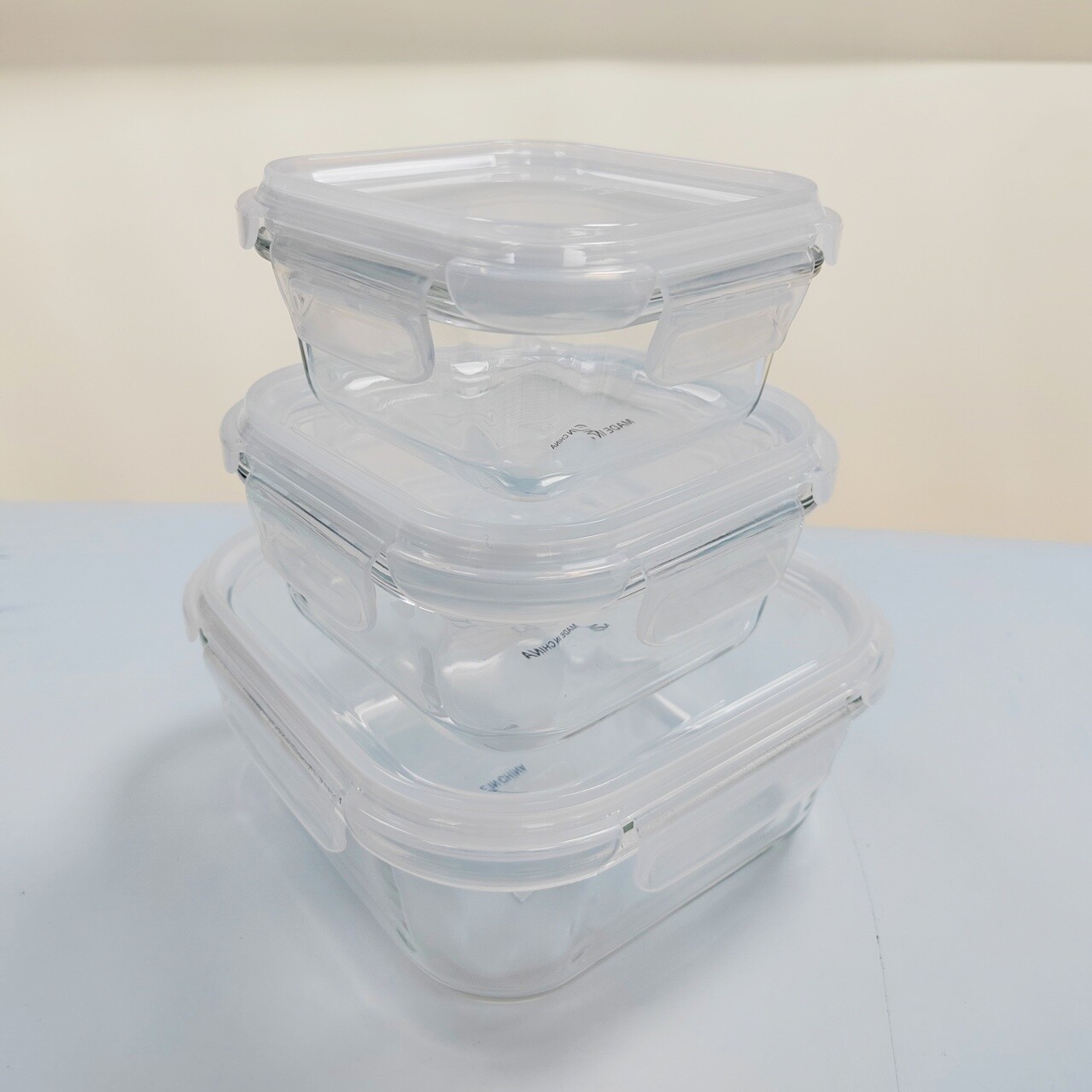 方形钢化玻璃食品容器(11oz, 18oz, 41oz)