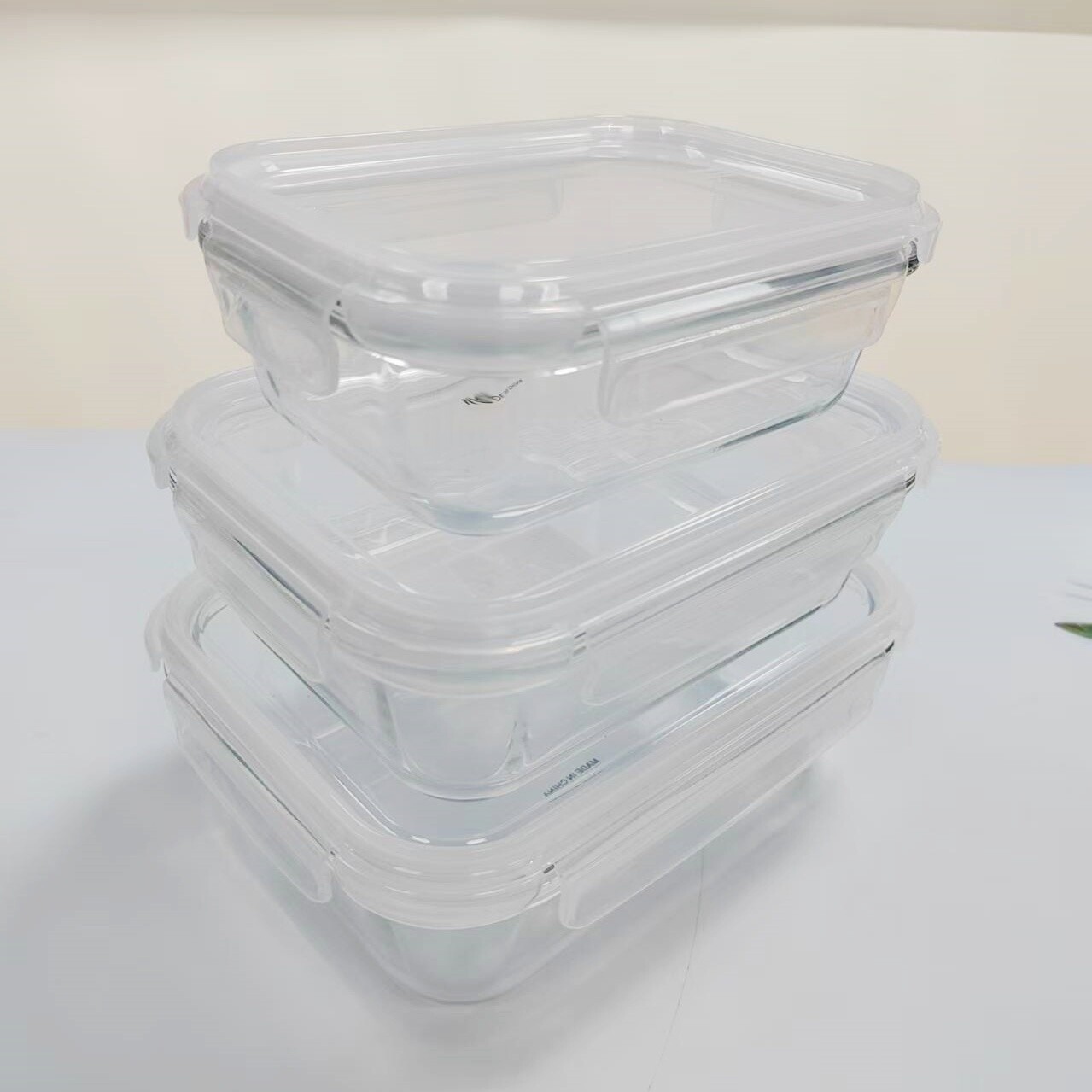 矩形钢化玻璃食品容器(13oz, 22oz, 35oz, 51oz)