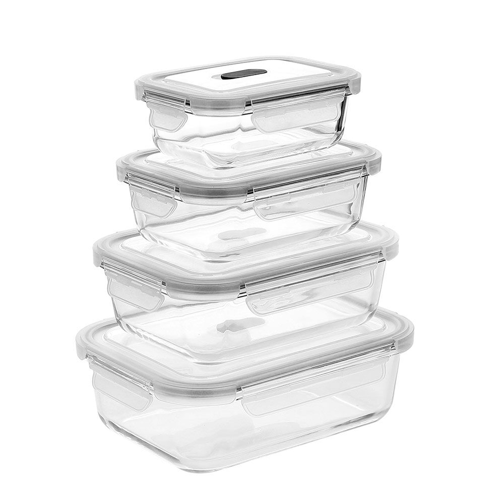 矩形钢化玻璃食品容器（13盎司，22盎司，35盎司，51盎司）