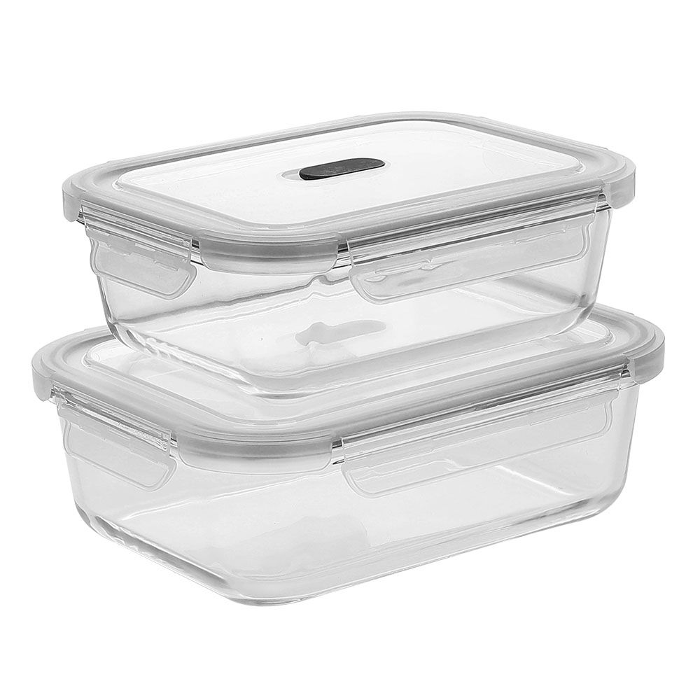 矩形钢化玻璃食品容器（13盎司，22盎司，35盎司，51盎司）