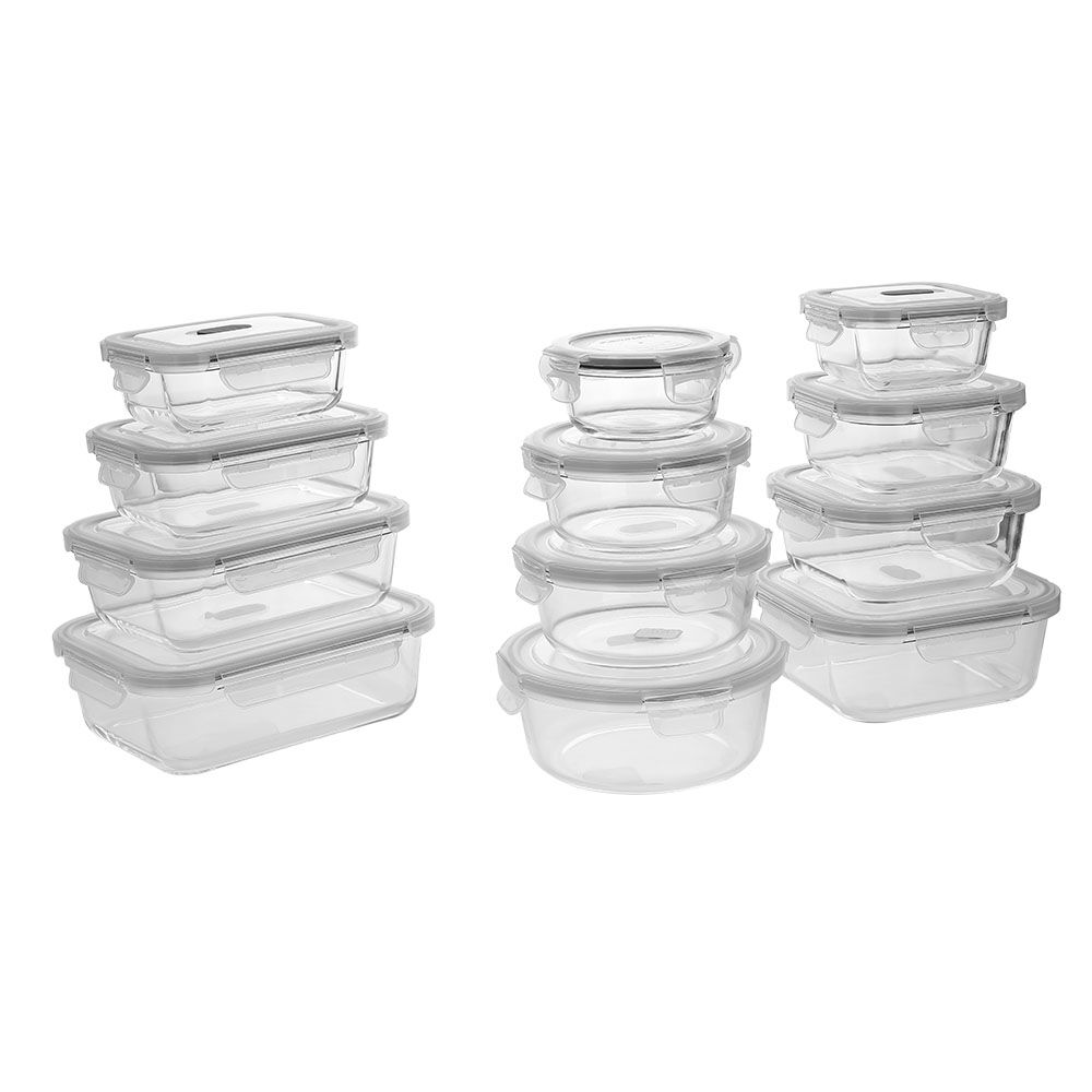 矩形钢化玻璃食品容器（13盎司，22盎司，35盎司，51盎司）