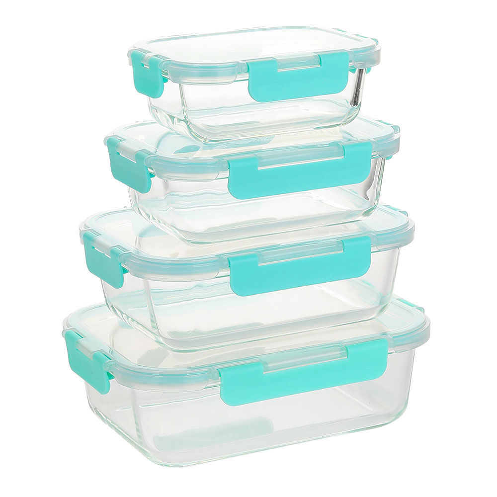 长方形钢化玻璃食品容器(13oz, 22oz, 35oz, 51oz)