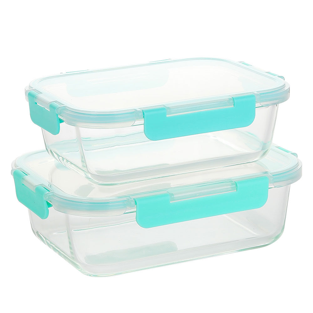 长方形钢化玻璃食品容器(13oz, 22oz, 35oz, 51oz)