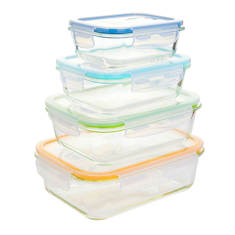 长方形钢化玻璃食品容器(13oz, 22oz, 35oz, 51oz)