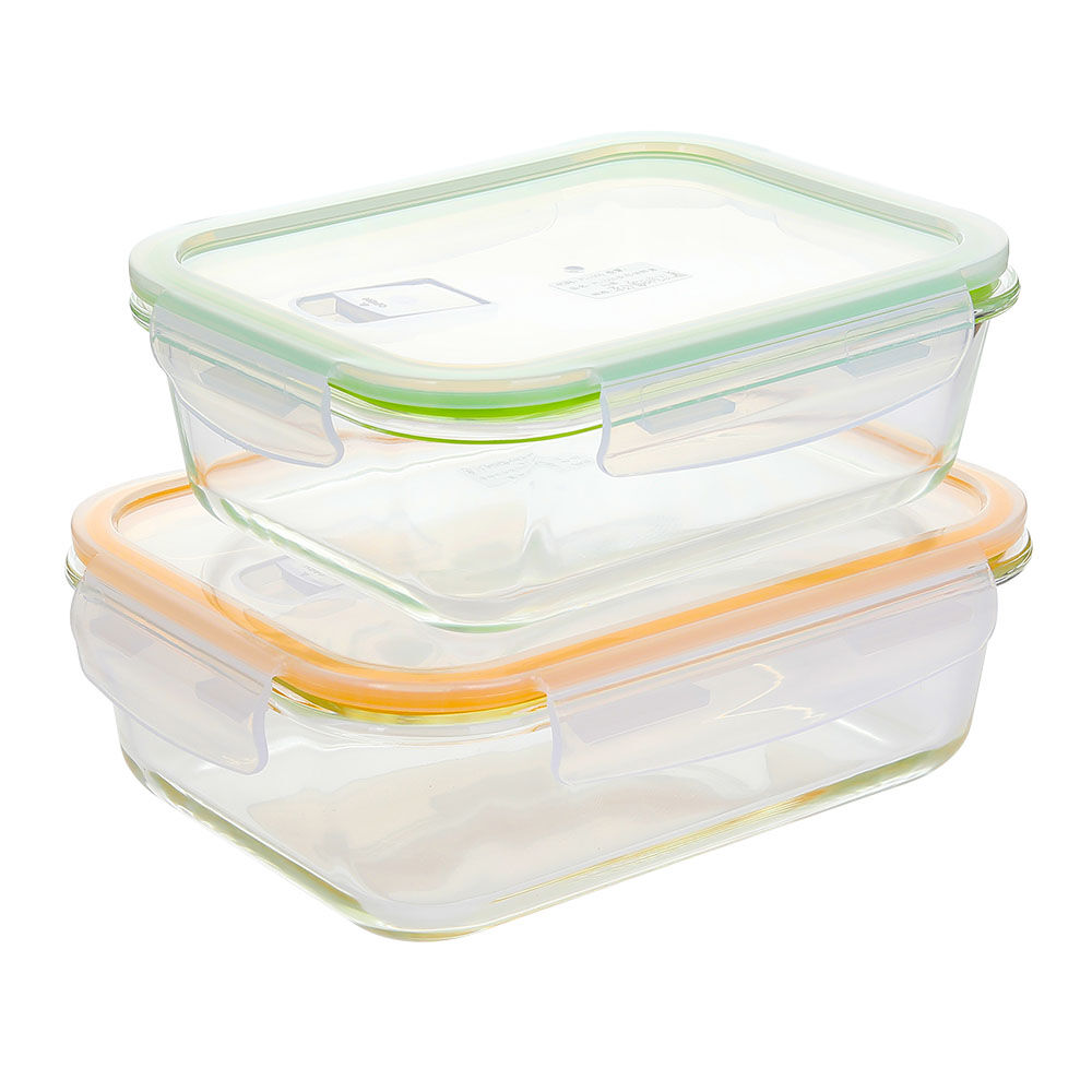 长方形钢化玻璃食品容器(13oz, 22oz, 35oz, 51oz)