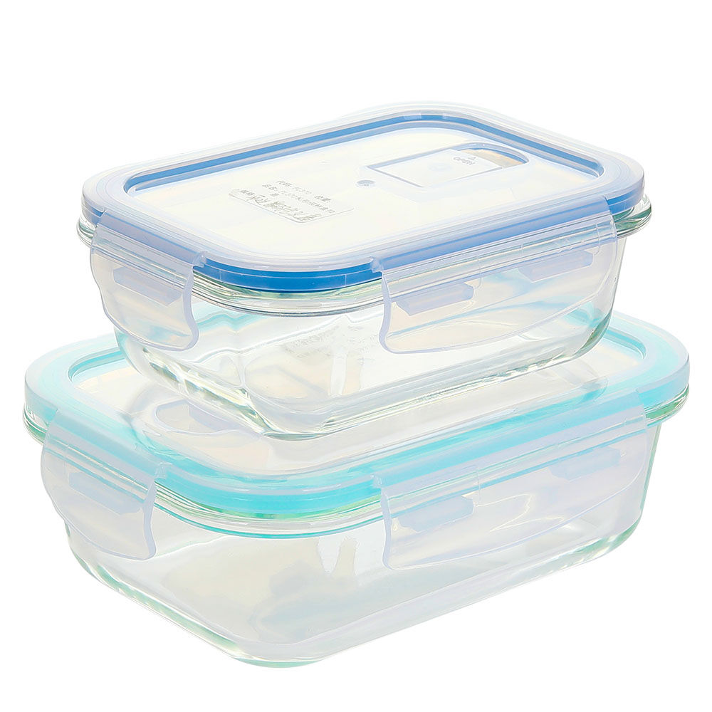 长方形钢化玻璃食品容器(13oz, 22oz, 35oz, 51oz)