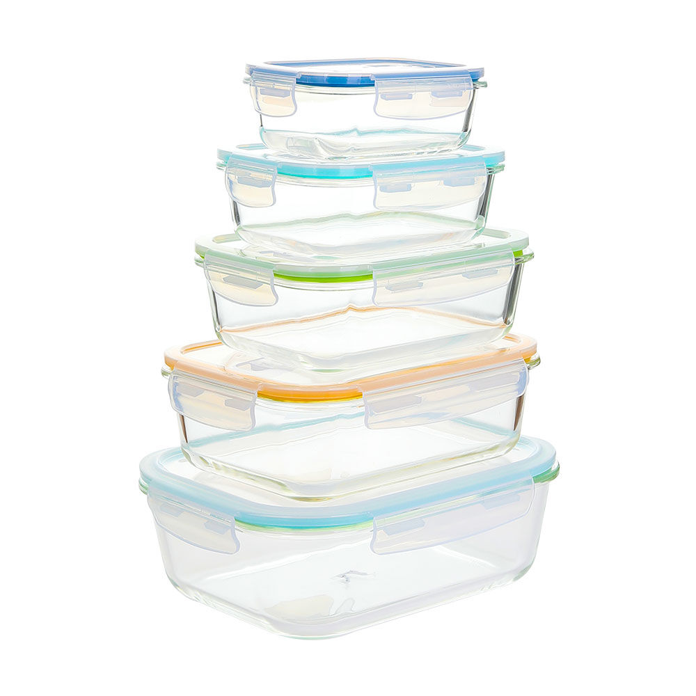 长方形钢化玻璃食品容器(13oz, 22oz, 35oz, 51oz)