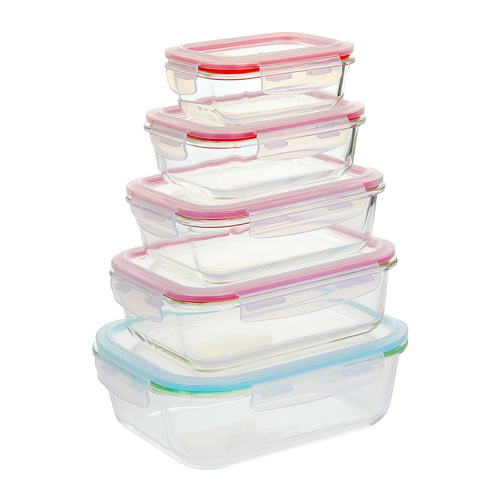 长方形钢化玻璃食品容器(13oz, 22oz, 35oz, 51oz)