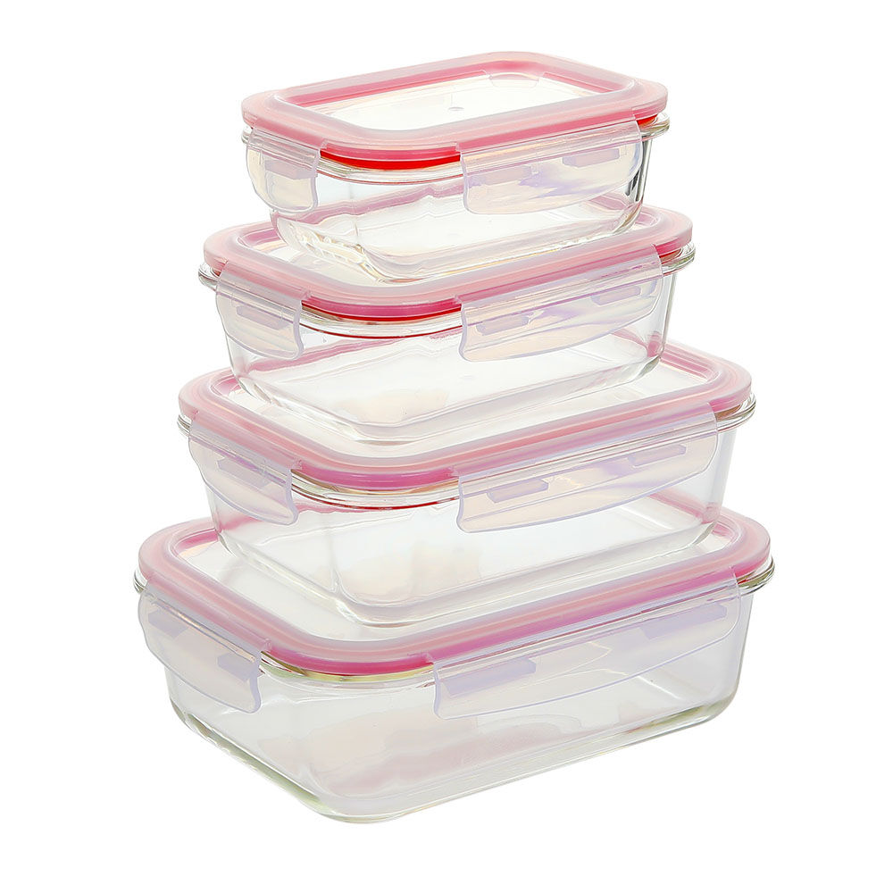 长方形钢化玻璃食品容器(13oz, 22oz, 35oz, 51oz)