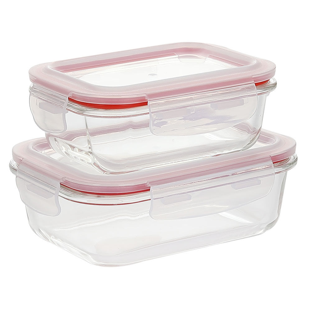 长方形钢化玻璃食品容器(13oz, 22oz, 35oz, 51oz)