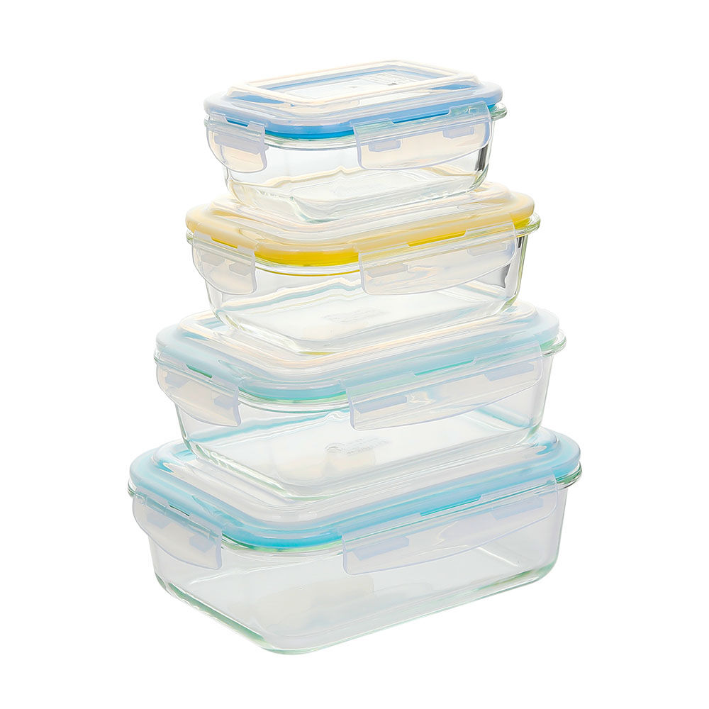 长方形钢化玻璃食品容器(13oz, 22oz, 35oz, 51oz)