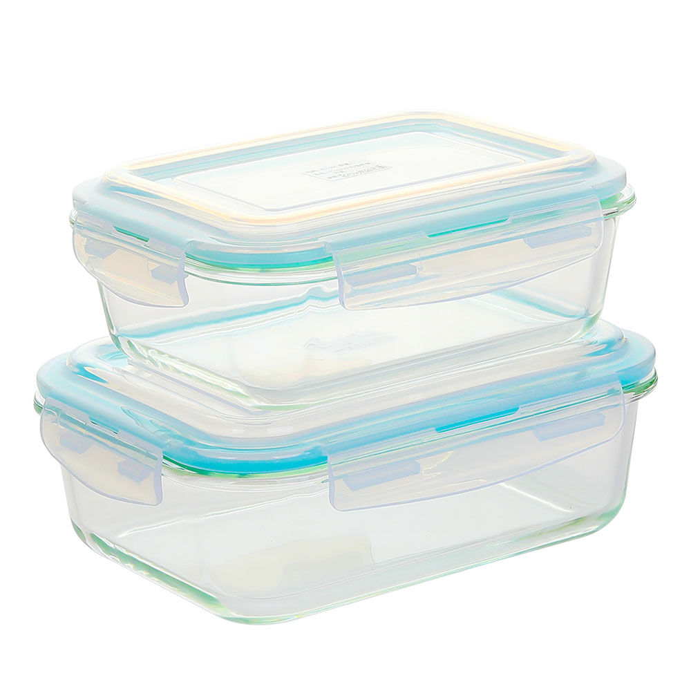 长方形钢化玻璃食品容器(13oz, 22oz, 35oz, 51oz)