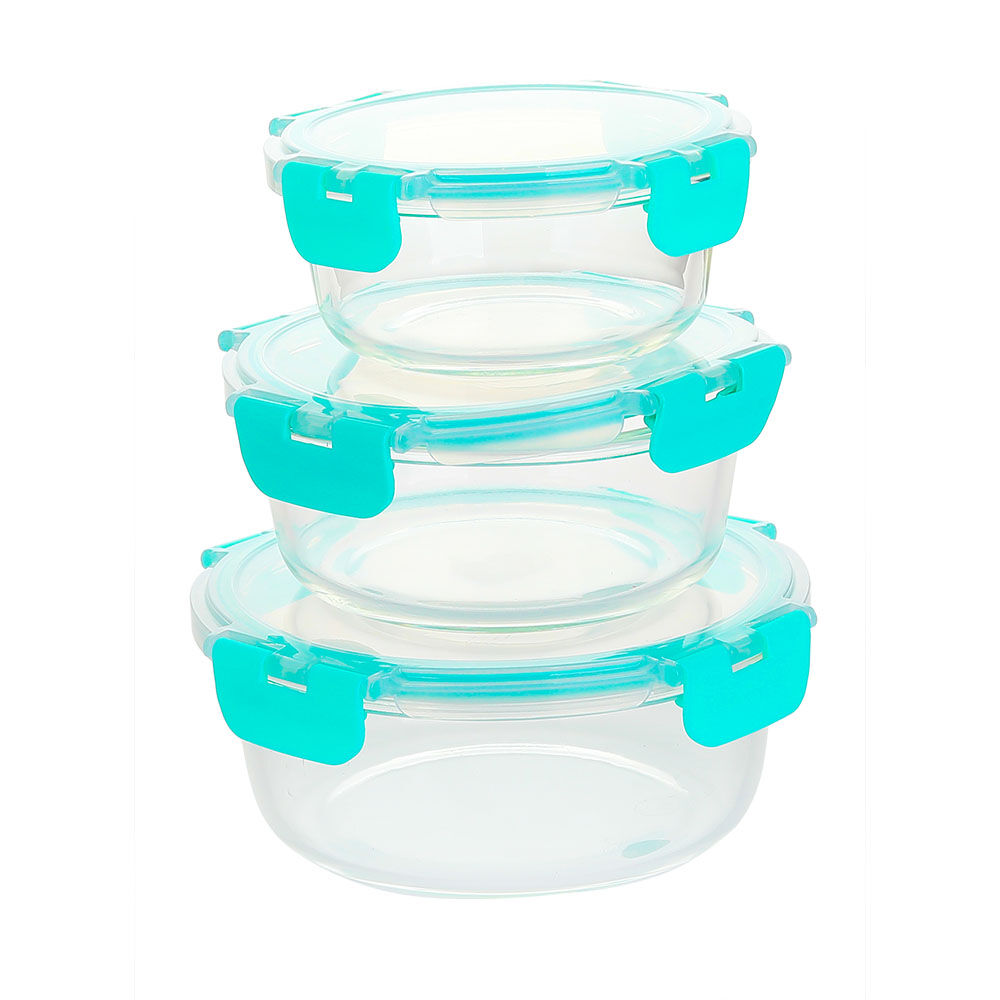 圆形钢化玻璃食品容器(7oz, 14oz, 21oz, 32oz)