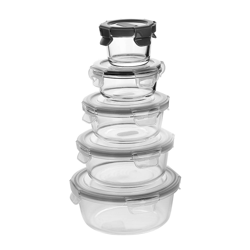 圆形钢化玻璃食品容器(7oz, 14oz, 21oz, 32oz)