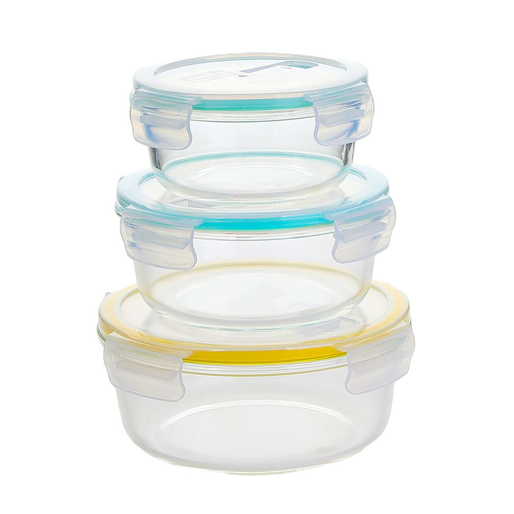 圆形钢化玻璃食品容器(7oz, 14oz, 21oz, 32oz)