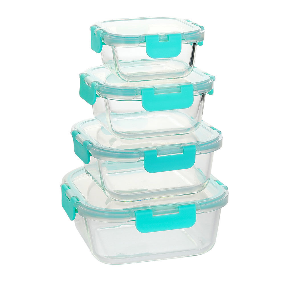 方形钢化玻璃食品容器(11oz, 18oz, 27oz)