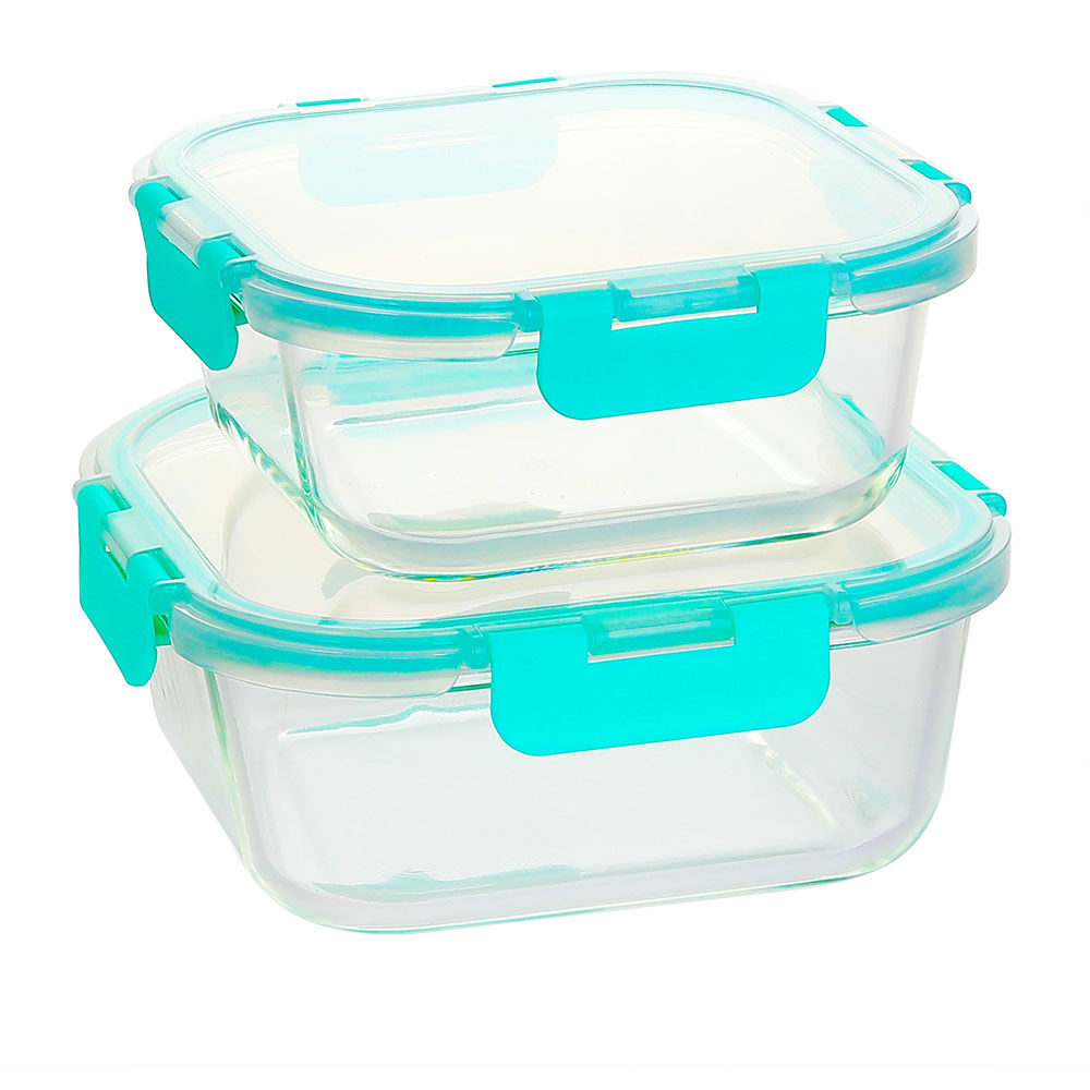 方形钢化玻璃食品容器(11oz, 18oz, 27oz)