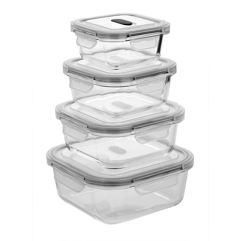 方形钢化玻璃食品容器(11oz, 18oz, 27oz)