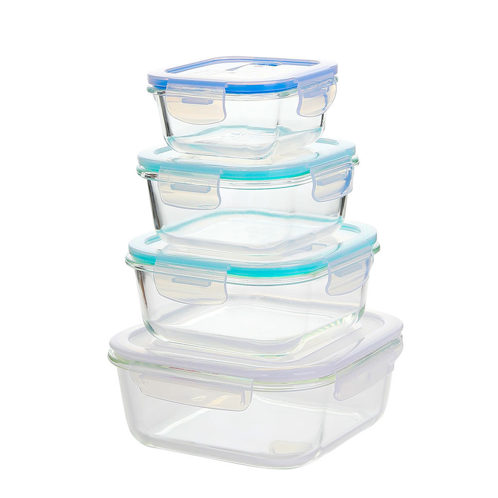 方形钢化玻璃食品容器(11oz, 18oz, 27oz)