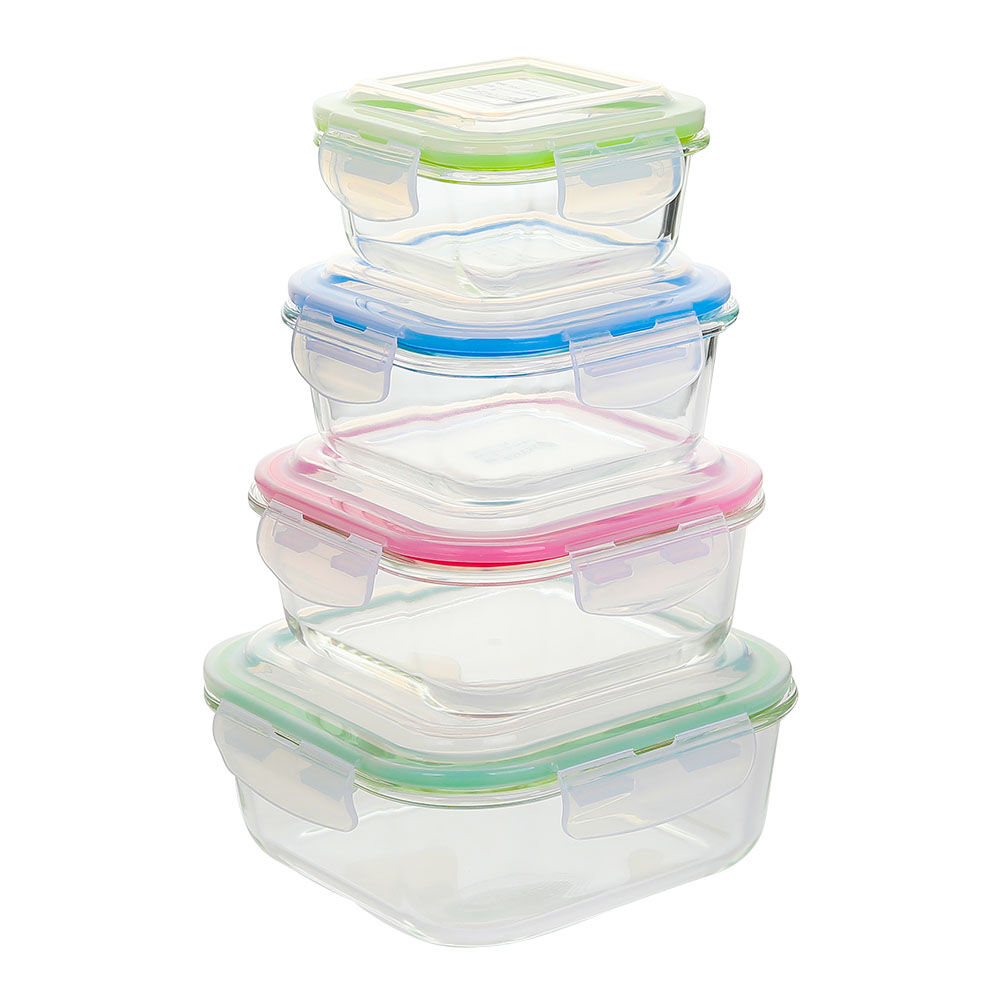 方形钢化玻璃食品容器(11oz, 18oz, 27oz)