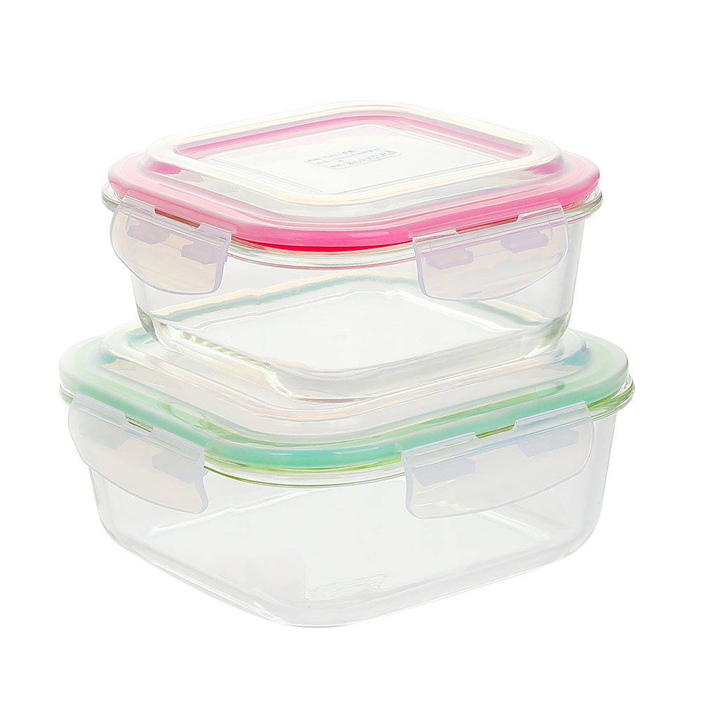 方形钢化玻璃食品容器(11oz, 18oz, 27oz)