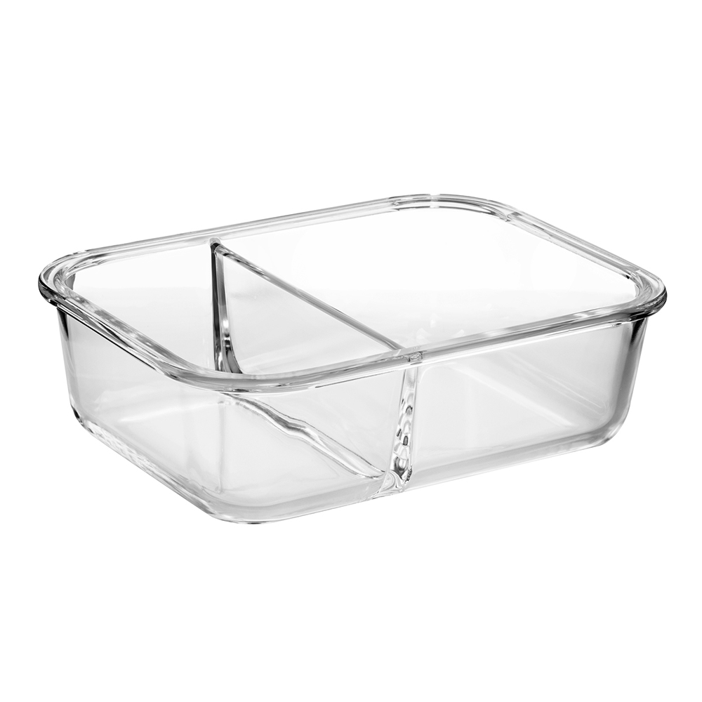 长方形钢化玻璃带分隔食品容器(22oz 30oz 35oz 51oz)