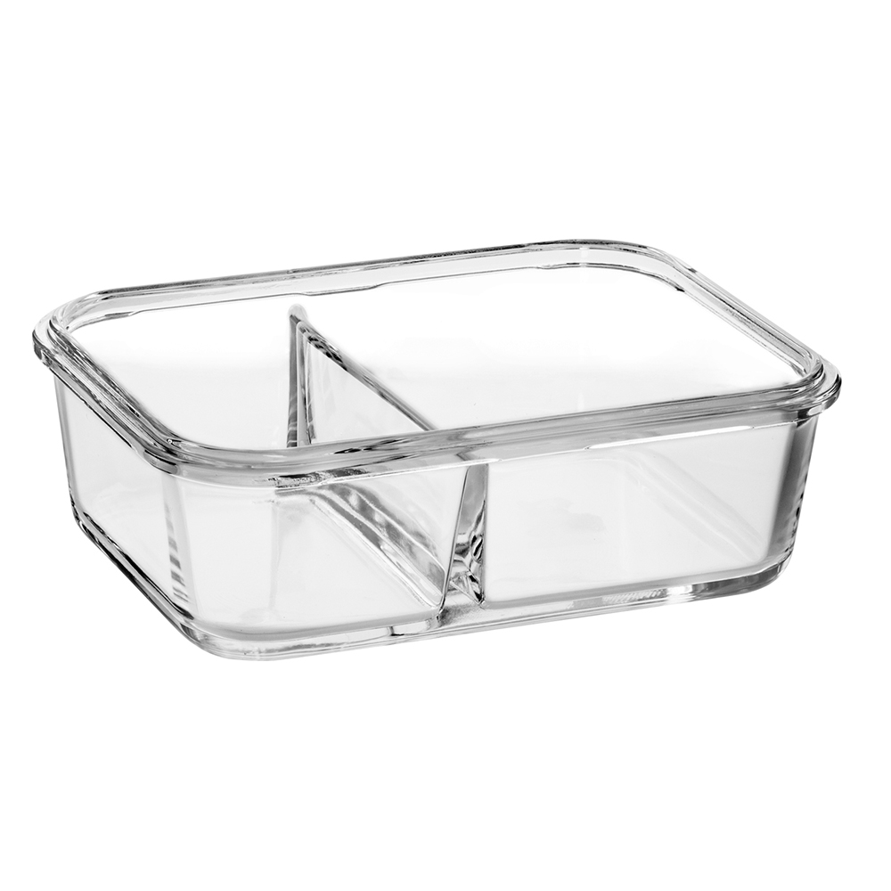 长方形钢化玻璃带分隔食品容器(22oz 30oz 35oz 51oz)