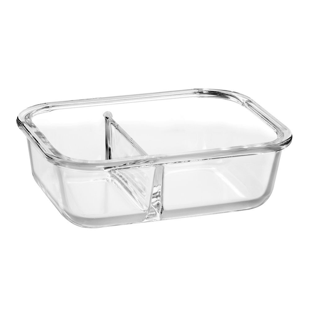 长方形钢化玻璃带分隔食品容器(22oz 30oz 35oz 51oz)