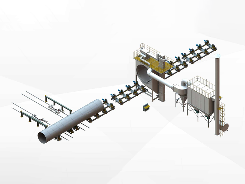 钢管外壁抛丸除锈生产线