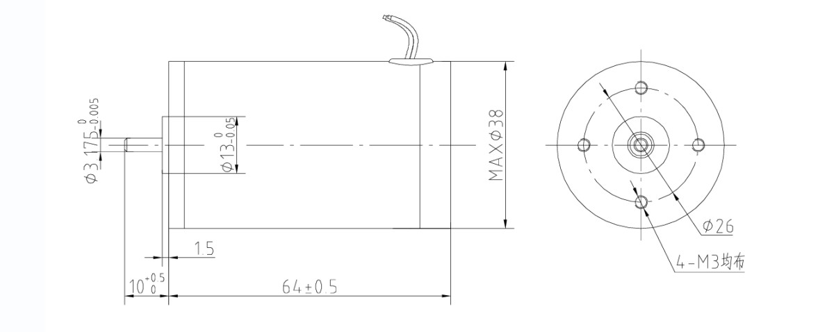 drawing of workshop of Metal Housing DC Motor
