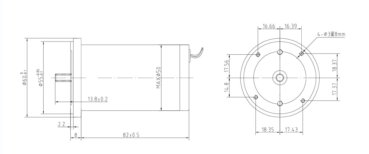 drawing of Electric Vehicle DC Motor