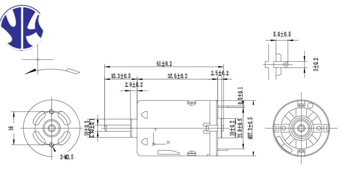 drawing of 365 dc brushed motor 