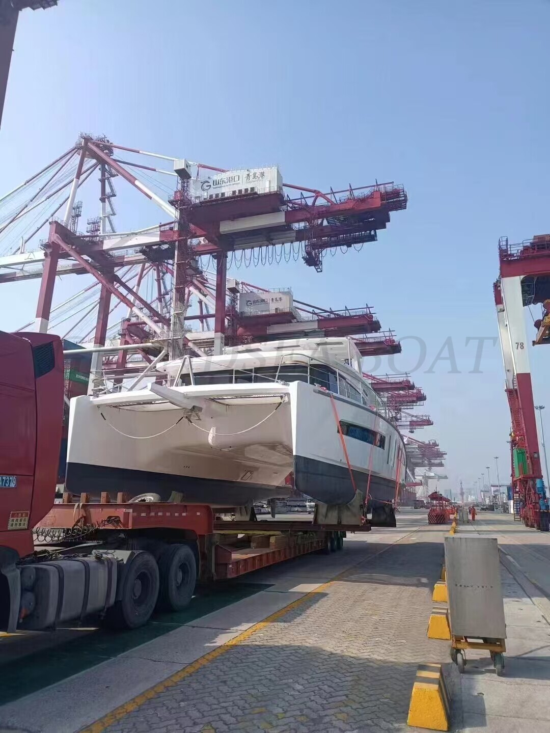Length 15m Fiberglass material Catamaran Yacht export to South Korea.