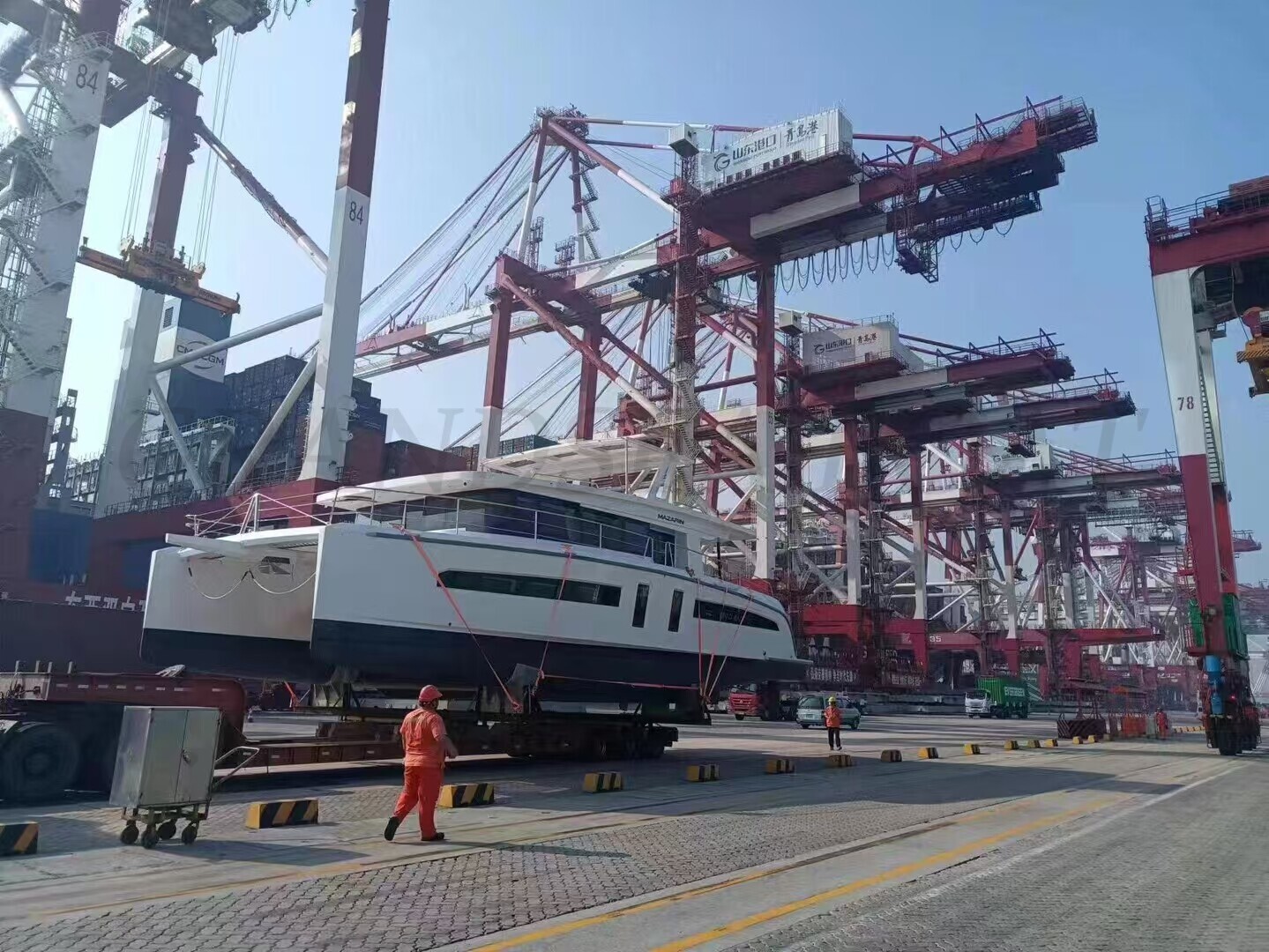 Length 15m Fiberglass material Catamaran Yacht export to South Korea.