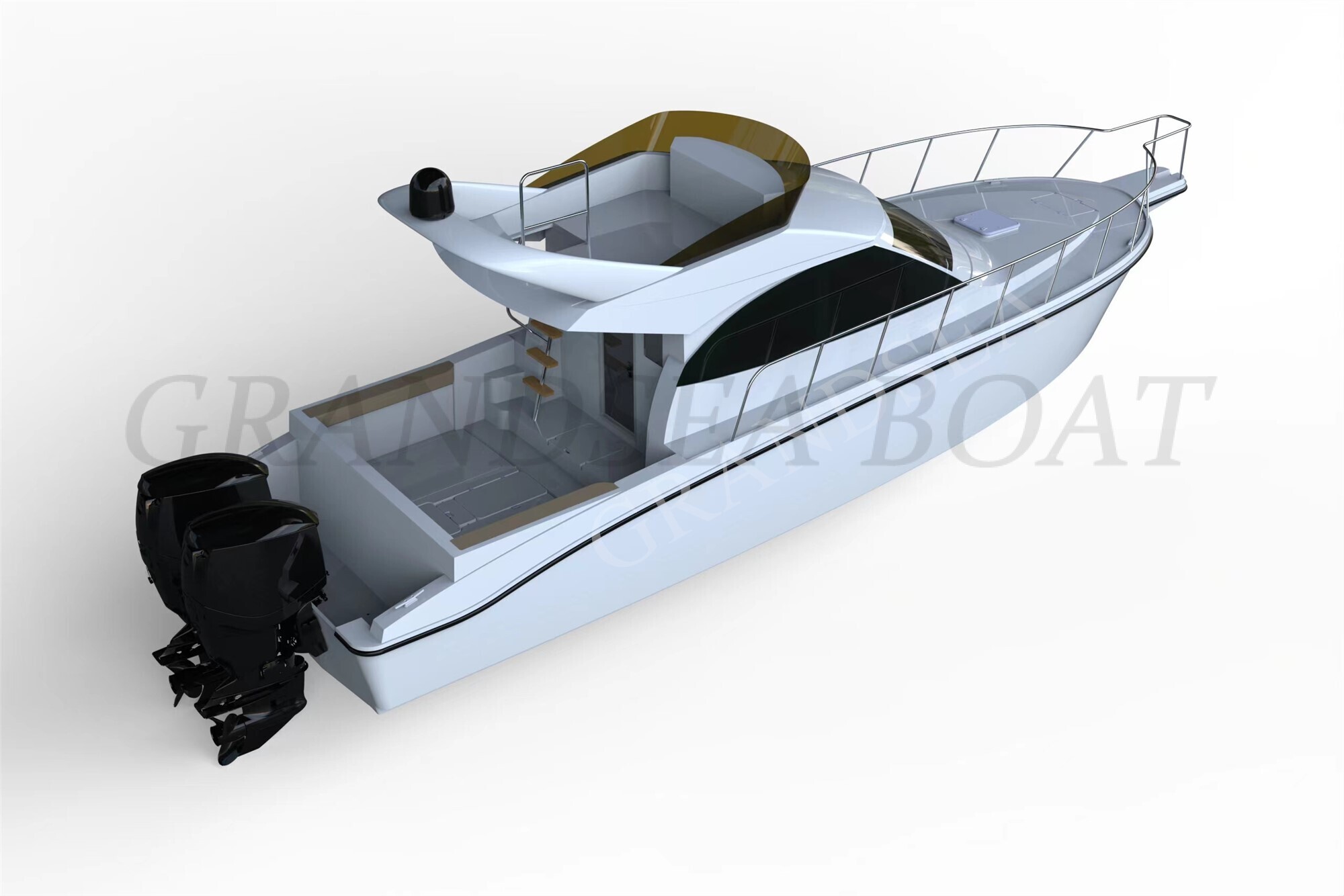 Grandsea Length 12m FRP Family Use Cabin Cruiser Pleasure Sport Fishing Boat for sale