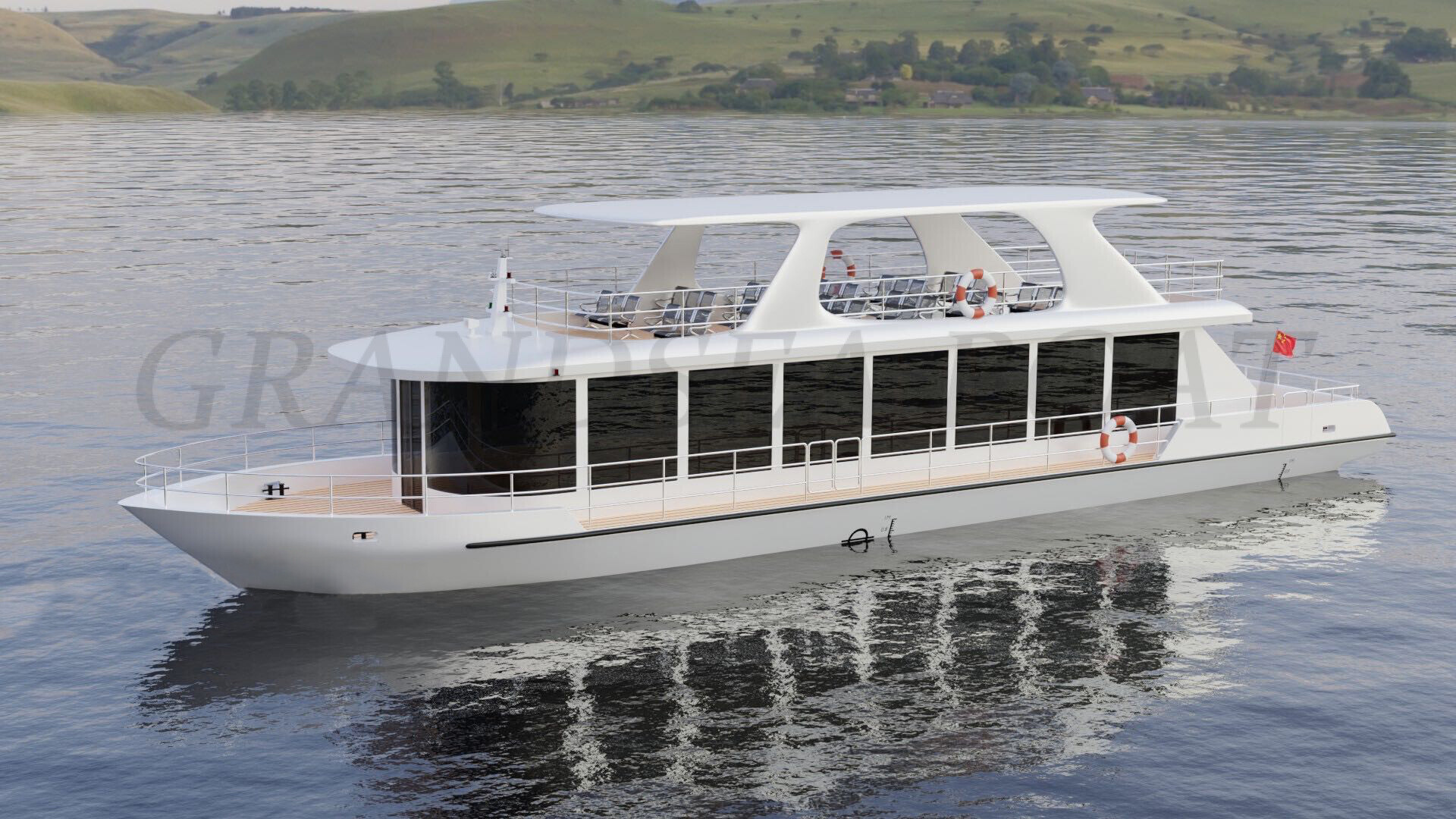 Grandsea 24m Steel Hull Double Decker Dinner Party Sightseeing Crew Boat for sale