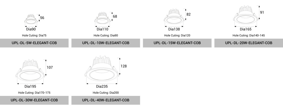 UPL-DL-5W/10W/15W/20W/30W/40W-ELEGANT-COB