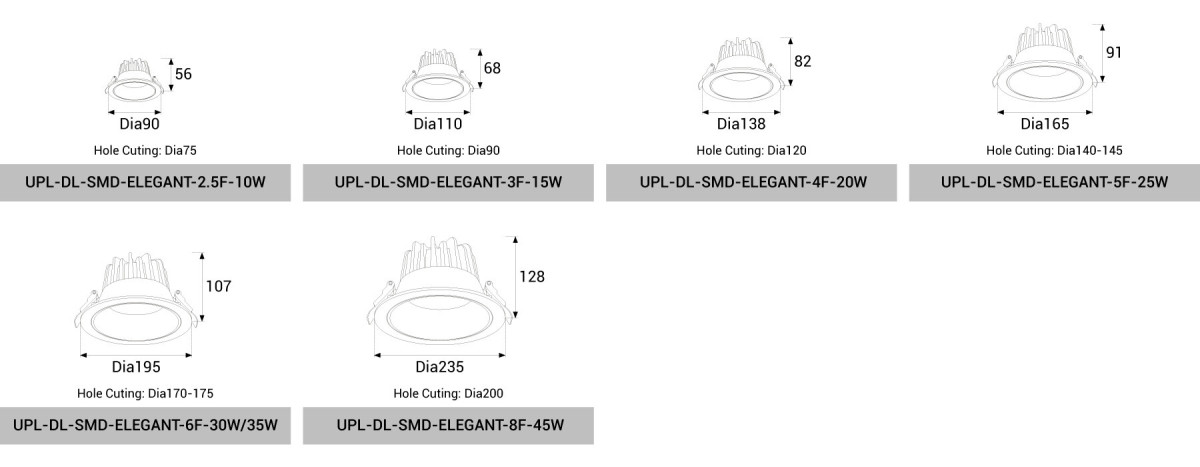 UPL-DL-10W/15W/20W/25W/30W/35W/45W-ELEGANT-SMD