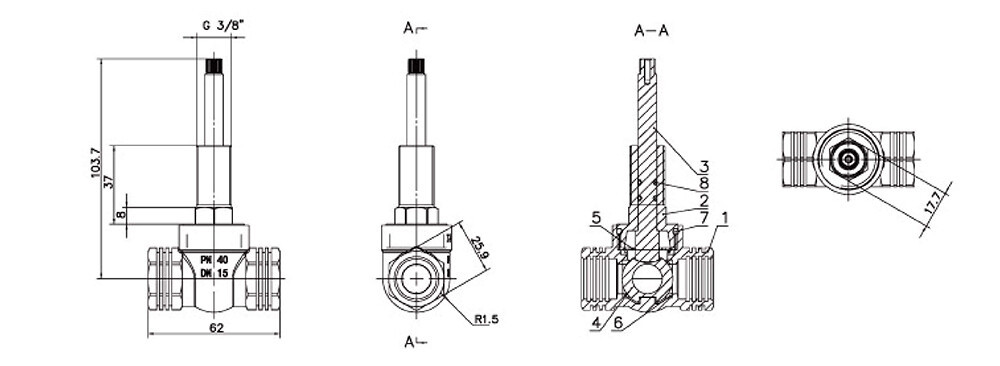 long brass ball valve