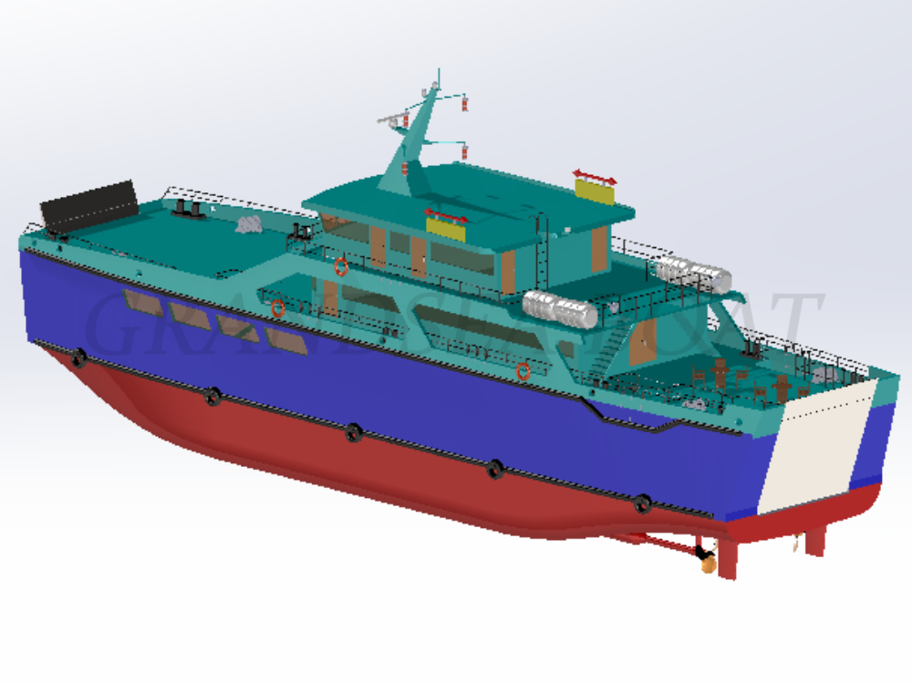 Grandsea 42米钢制船体145人RoRo汽车渡轮客货双头货运渡轮出售