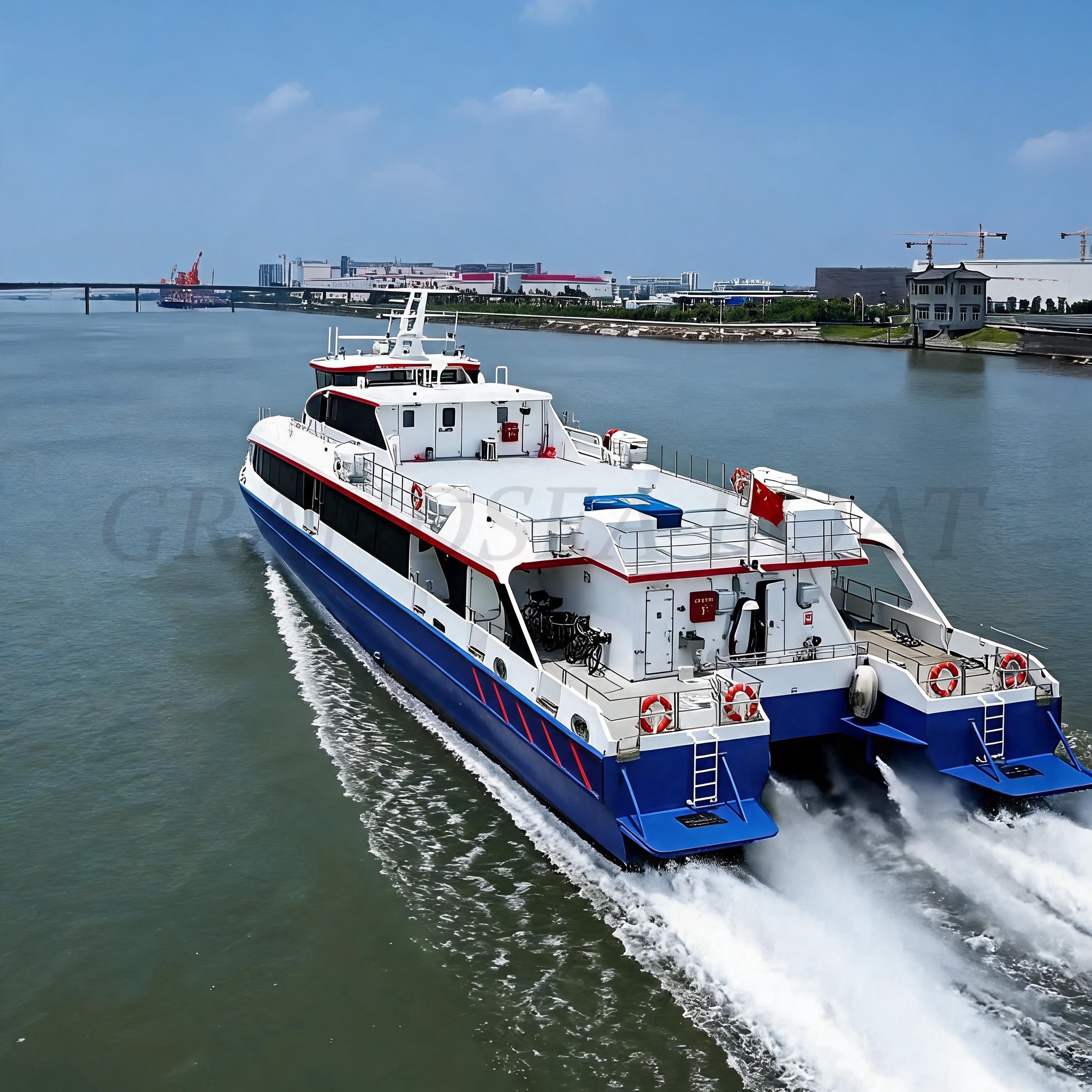 Grandsea 37米碳纤维船体260座高速双体喷水推进喷射渡轮岛屿旅游客船出售